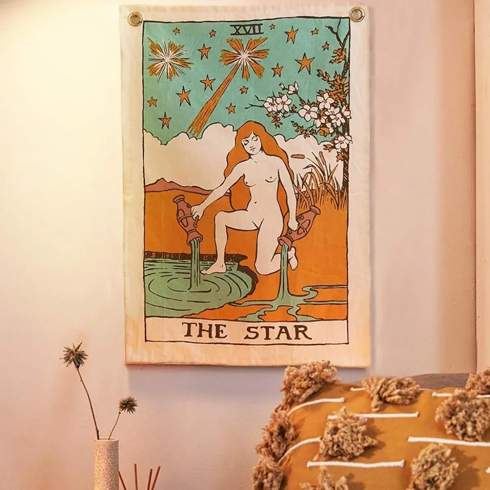 SET of 3 Twin Size Sun Moon Star Celestial Tarot Boho Decor Dorm Wall Tapestry